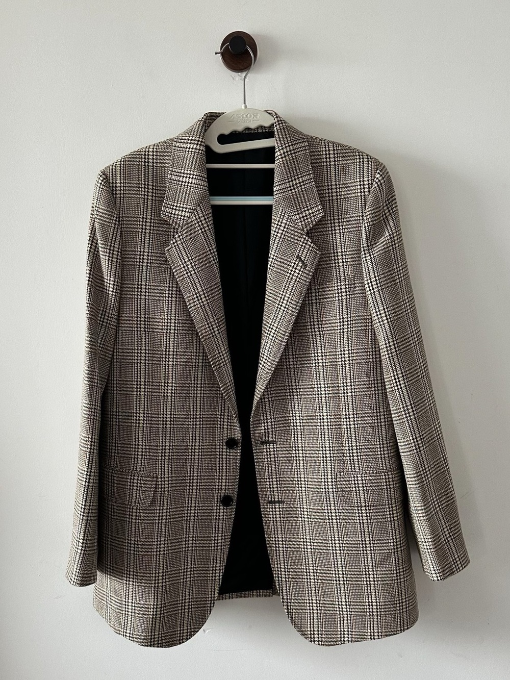 🚩steal Celine Brown & Cream Glen Plaid Blazer